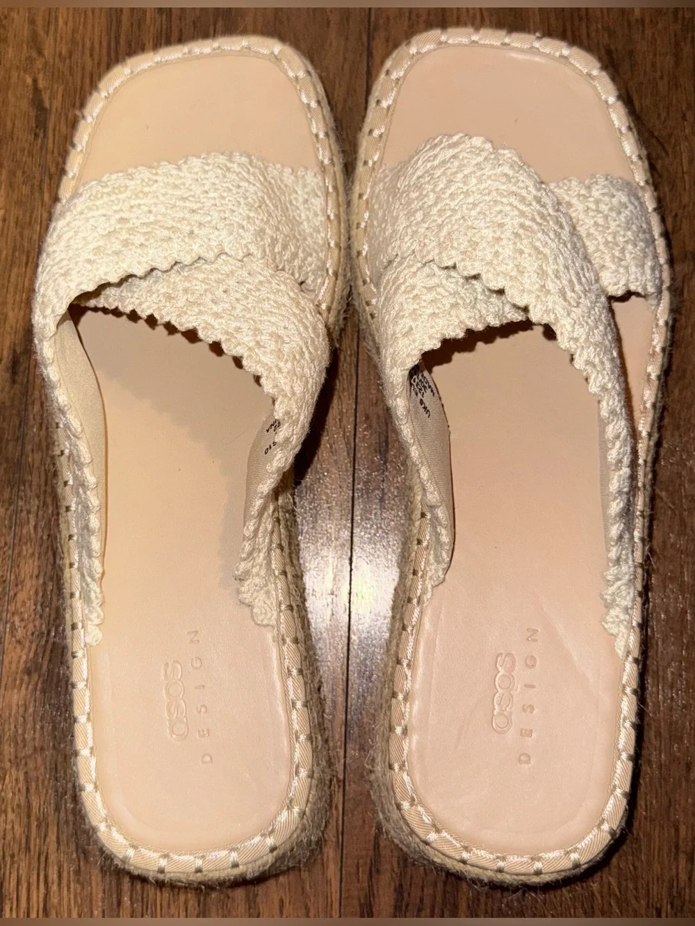 ASOS Jazlyn Wide Fit Flatform Mules Beige Size 10
